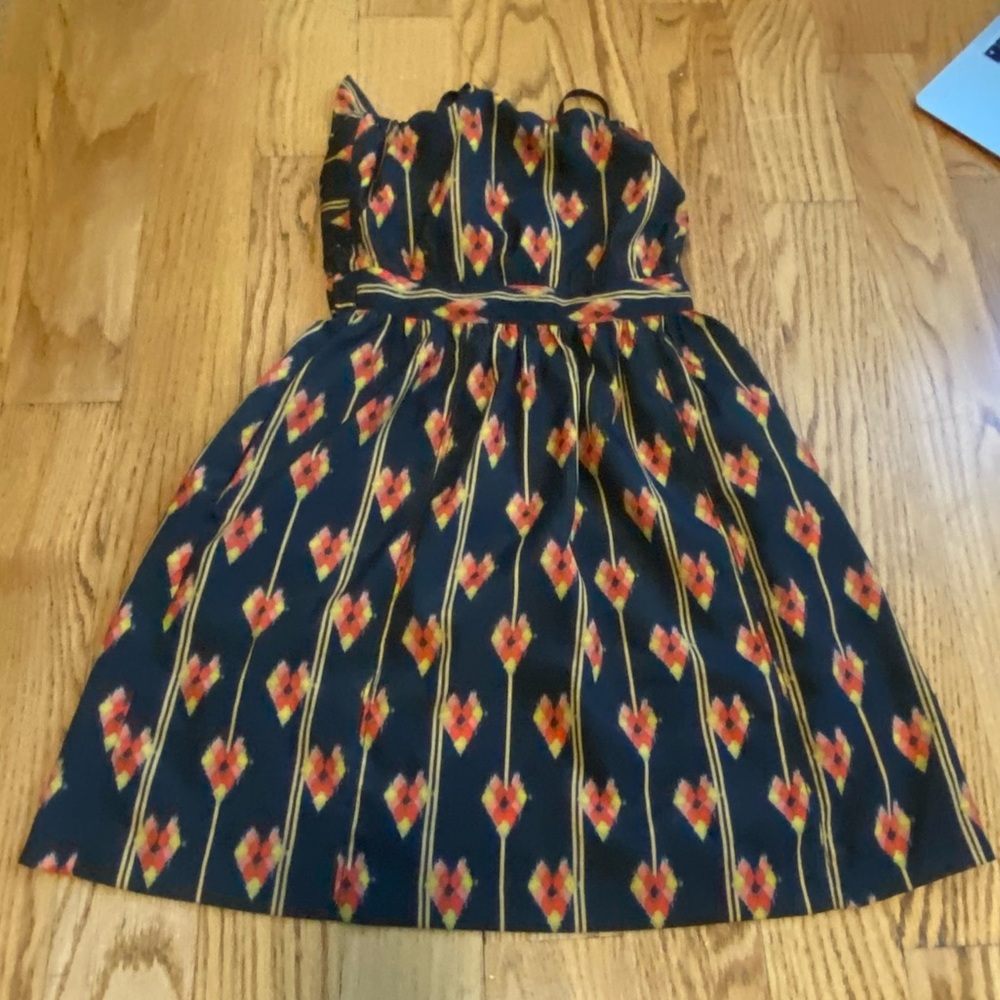black red and yellow strapless summer dress ecote size xs